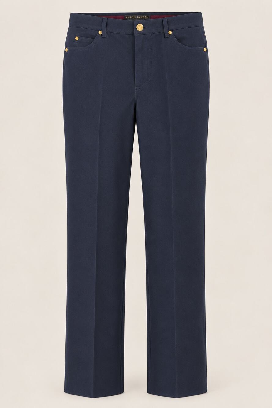 NWT Ralph Lauren Black Label Navy Gold Straight Leg Pants Size 8 34" Inseam